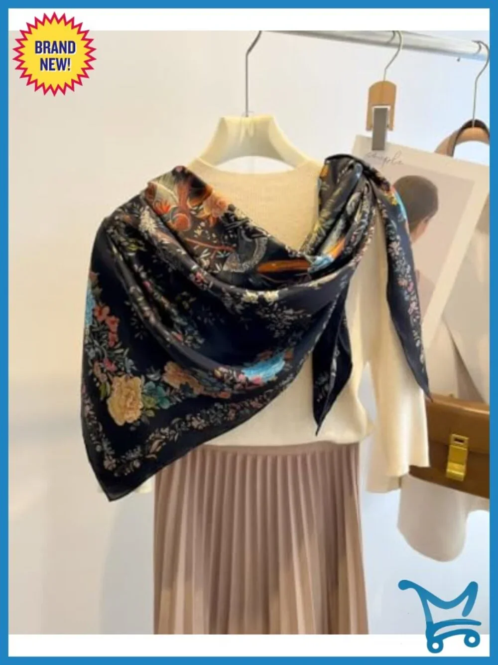 100% Pure Mulberry Silk Large Square Scarf Lightweight Headwrap Shawl